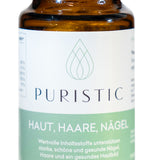 Nahaufnahme von Puristic Haut, Haare, Nägel Nahrungsergänzungsmittel im braunen Glas