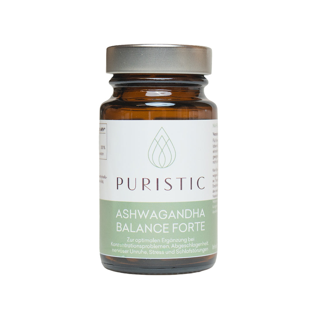 PURISTIC® Ashwagandha Balance – 30 Kapseln im Braunglas