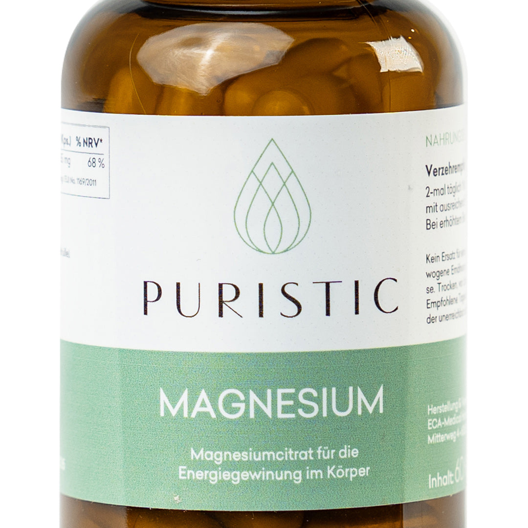 Nahaufnahme von Puristic Magnesium Nahrungsergänzungsprodukt für die Energiegewinnung
