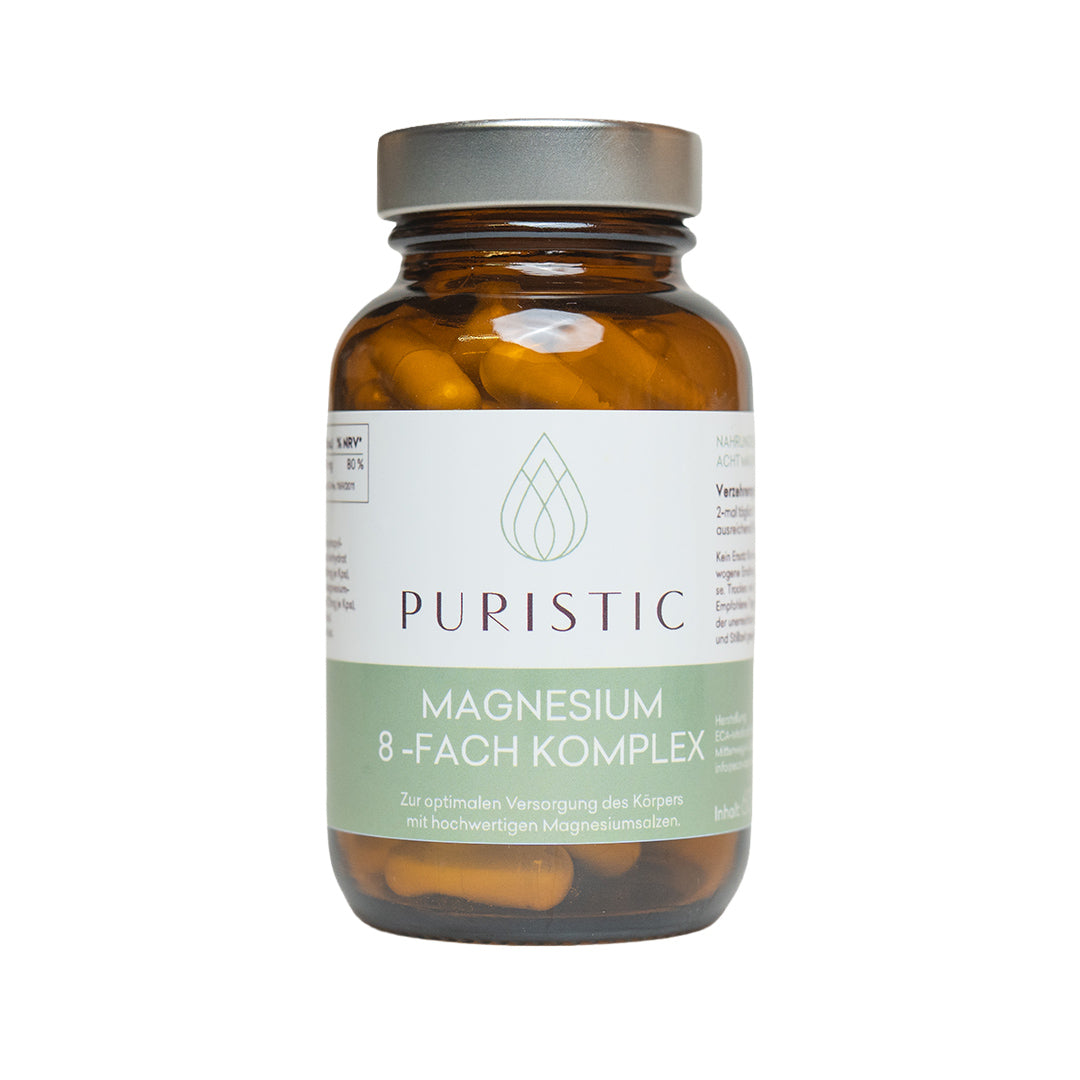 PURISTIC® Magnesium 8-Fach Komplex – 60 Kapseln im Braunglas