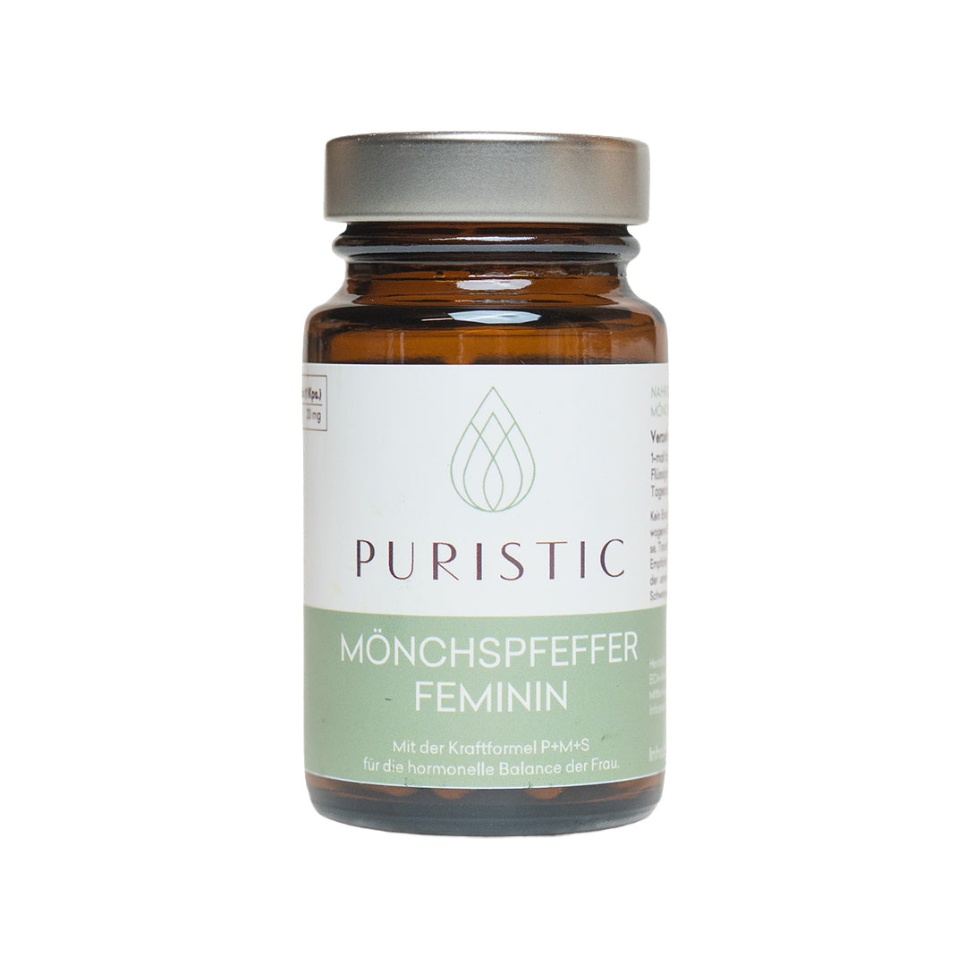 PURISTIC® Mönchspfeffer Feminin – 60 Kapseln im Braunglas