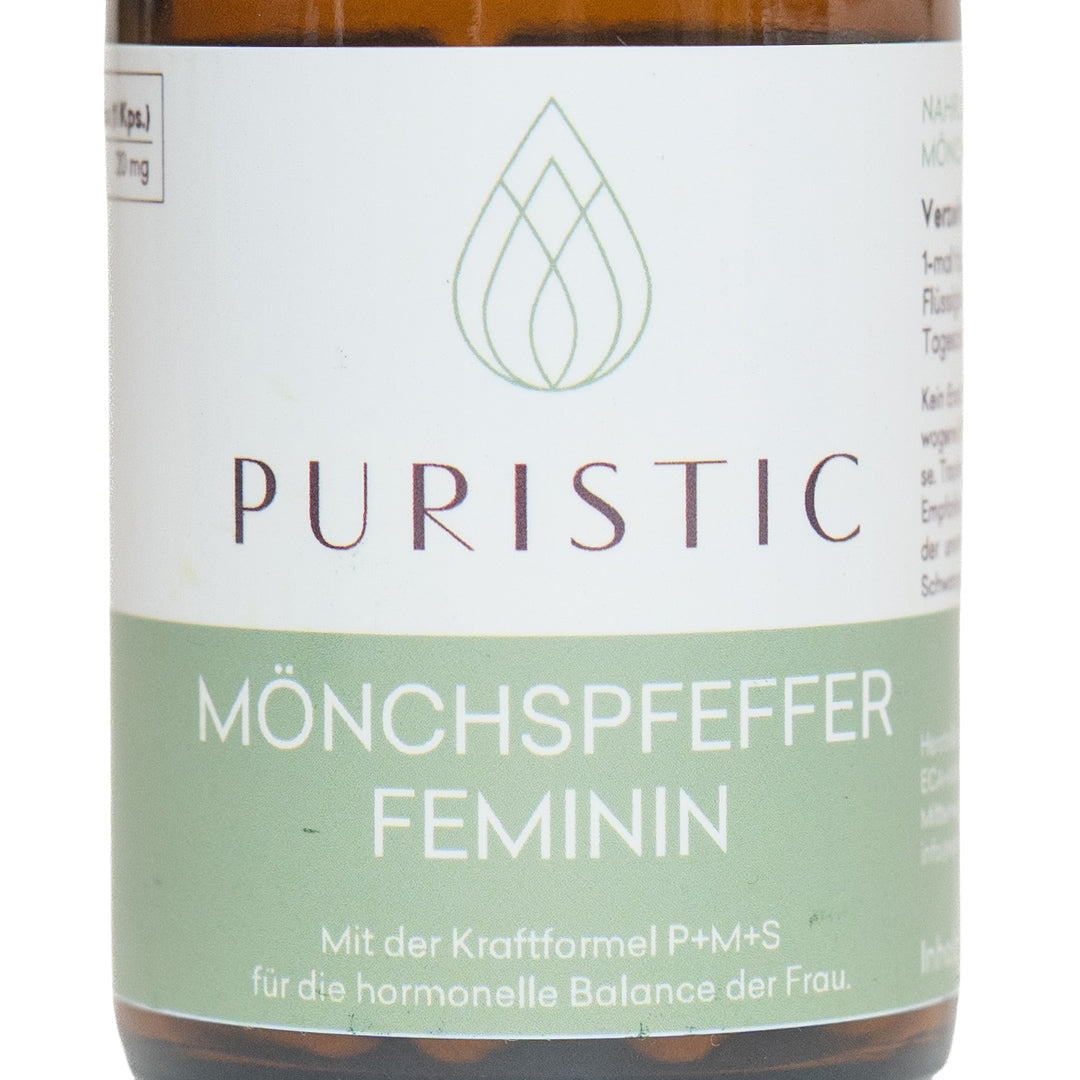 PURISTIC® Mönchspfeffer Feminin – Etikett in Nahaufnahme