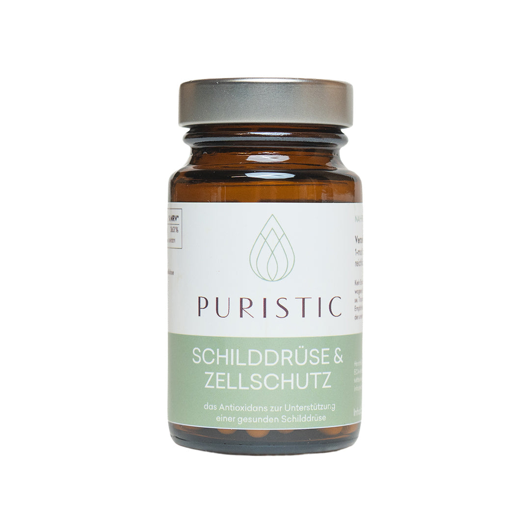 PURISTIC® Selen Schilddrüse & Zellschutz – 60 Kapseln im Braunglas