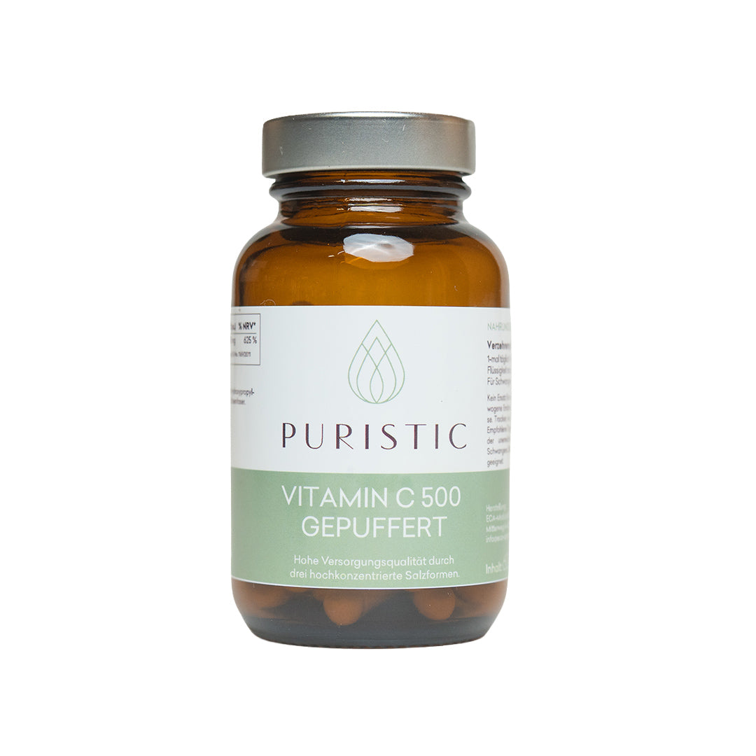 PURISTIC® Vitamin C 500 Gepuffert – 60 Kapseln im Braunglas