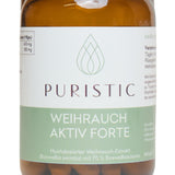PURISTIC® Weihrauch Boswellia – Etikett in Nahaufnahme